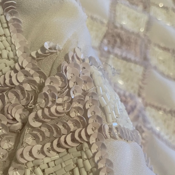 Topshop Tall White Beaded & Sequined Embellished Mini Skirt Size 10 - Picture 11 of 12